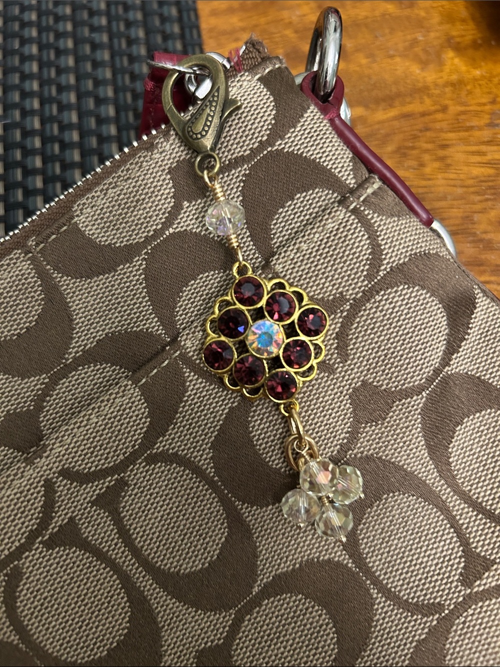 Purple & Yellow Blingy Bag Charm